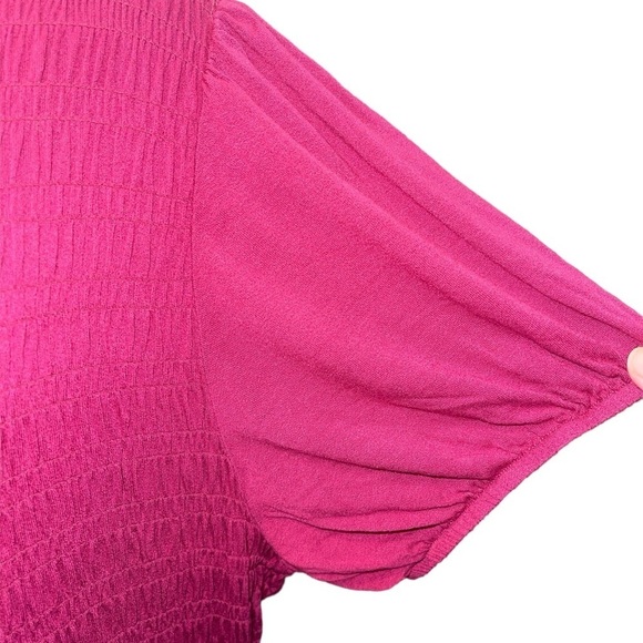 Lane Bryant Women's Top Size 22/24 Burgundy Short Sleeve Rouched Pullover - Picture 3 of 10